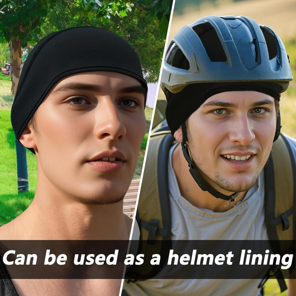 2 Pieces Skull Cap for Men Women Helmet Liner Cooling Hat Beanie Breathable Running Cycling Hat