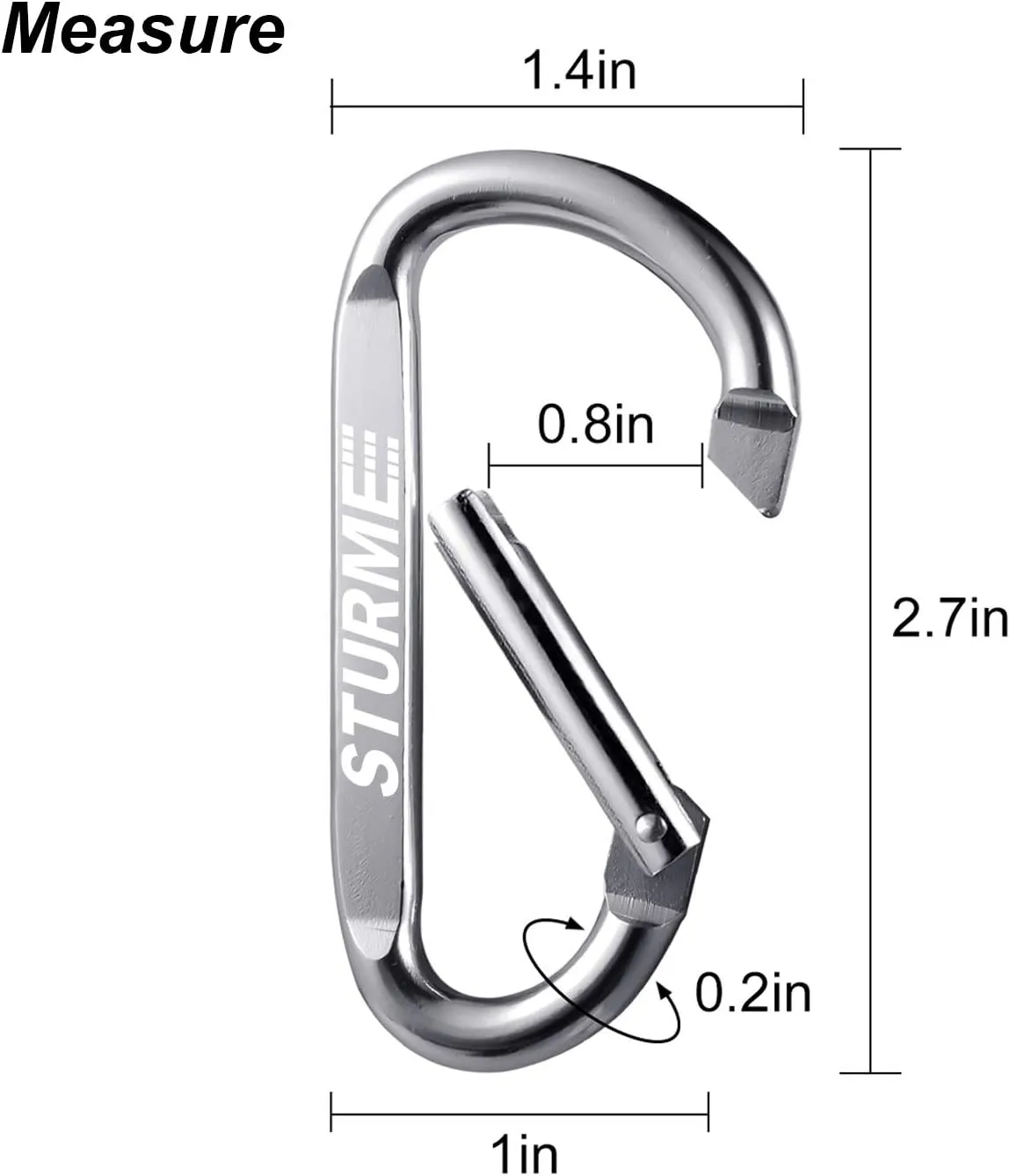 20pcs 2.7" Carabiner Clip Durable Carabeaner Hooks Small Carabiner D Clip