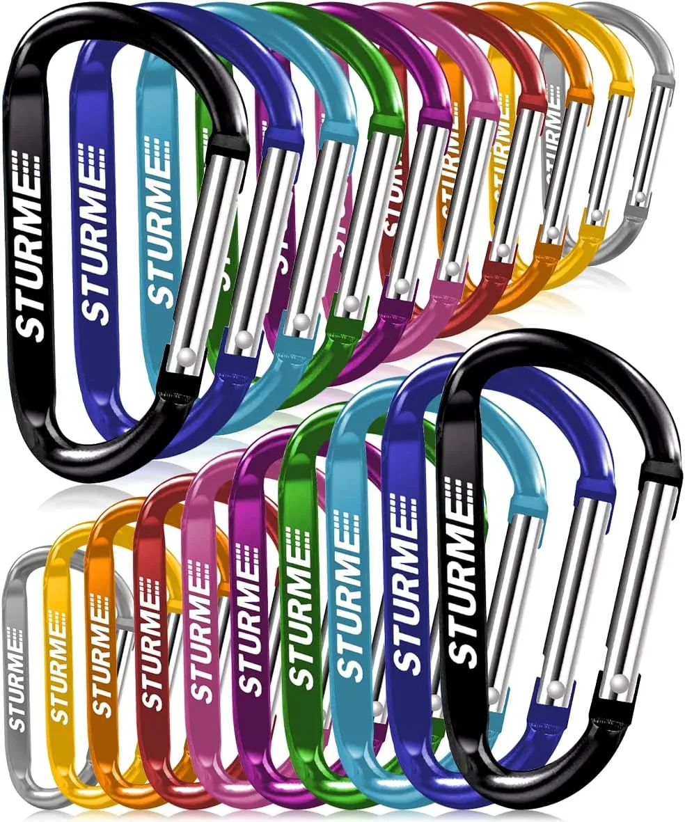 20pcs 2.7" Carabiner Clip Durable Carabeaner Hooks Small Carabiner D Clip