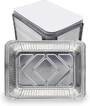 (480 Pack) Premium 2.5-LB Takeout Pans with Lids - 8.6" x 6.1" x 2" l Heavy Duty Disposable Aluminum Foil for Catering Party Meal Prep Freezer Drip Pans BBQ Potluck Holidays