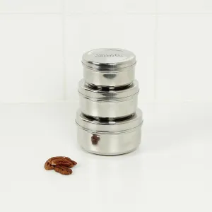 A Slice of Green Stainless Steel Set of 3 Round Food Containers - Kadapa