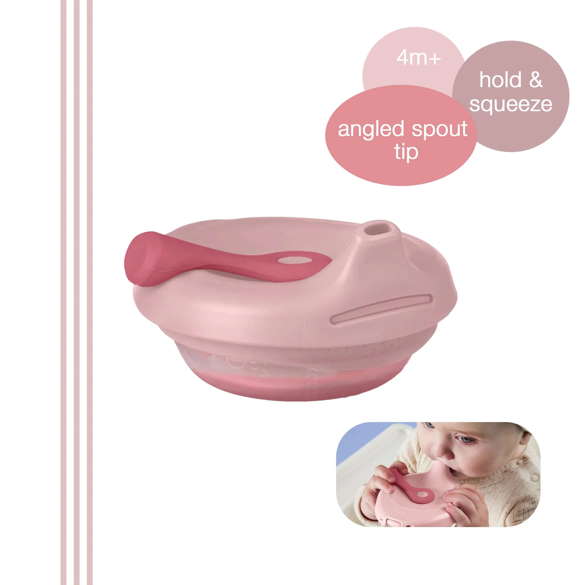 b.box Fill   Feed Silicone Feeding - Reusable & Mess-Free Baby Food Container  110ml  -  Blush Pink