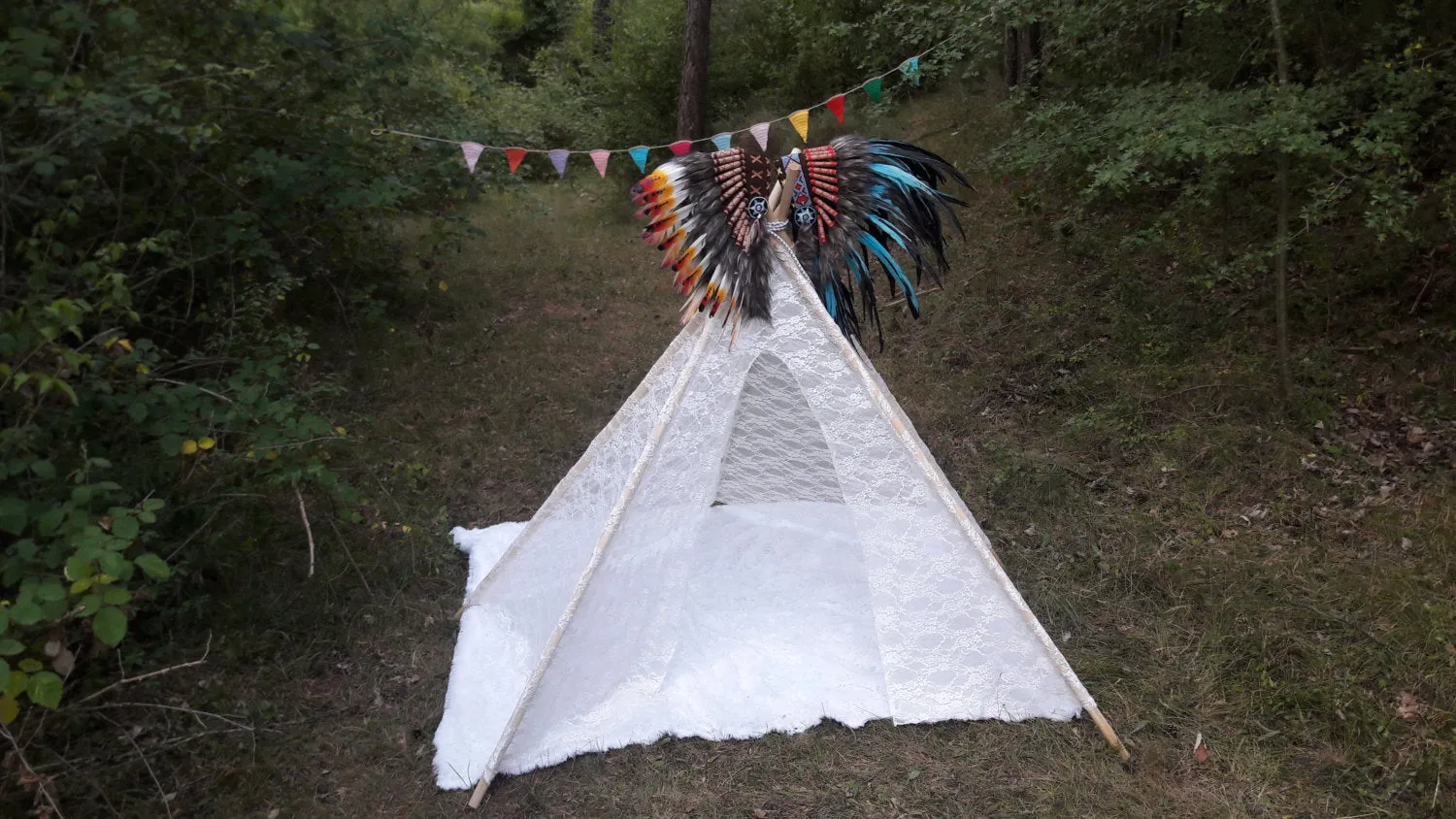 Big Teepee Tent White Lacy . Tipi Tent. POLES NOT INCLUDED.