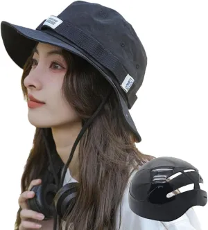 Bucket Hat with Bicycle Helmet Unisex Breathable Wide Brim Visor Sun Hats Head Protection Bike Helmets for Adults