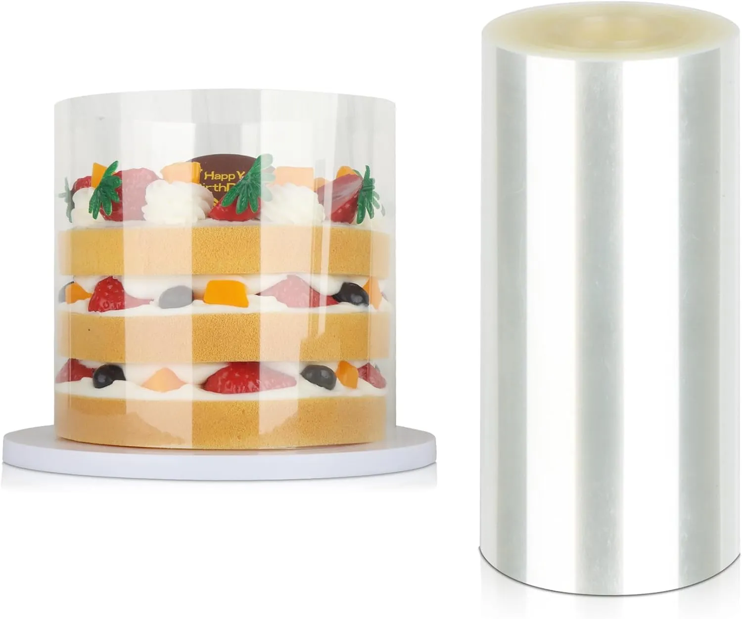 Cake Collar - 4 x 394inch/1 Roll-Transparent Acetate Cake Roll, Professional Acetate Sheets for Baking, Elegant Cake Wrapping, Edge Decorating.