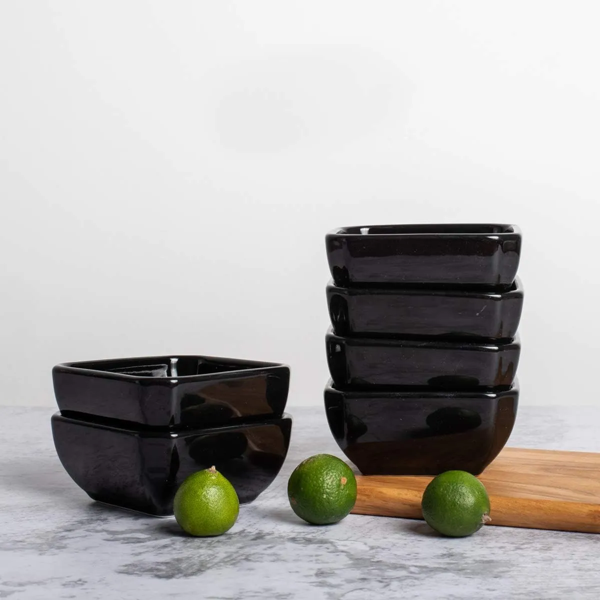 DELLING Ultra-Strong 3 Oz Ceramic Dip Bowls Set, Black Dipping Sauce Bowls/Dishes for Tomato Sauce, Soy, BBQ and other Party Supplies - Set of 6