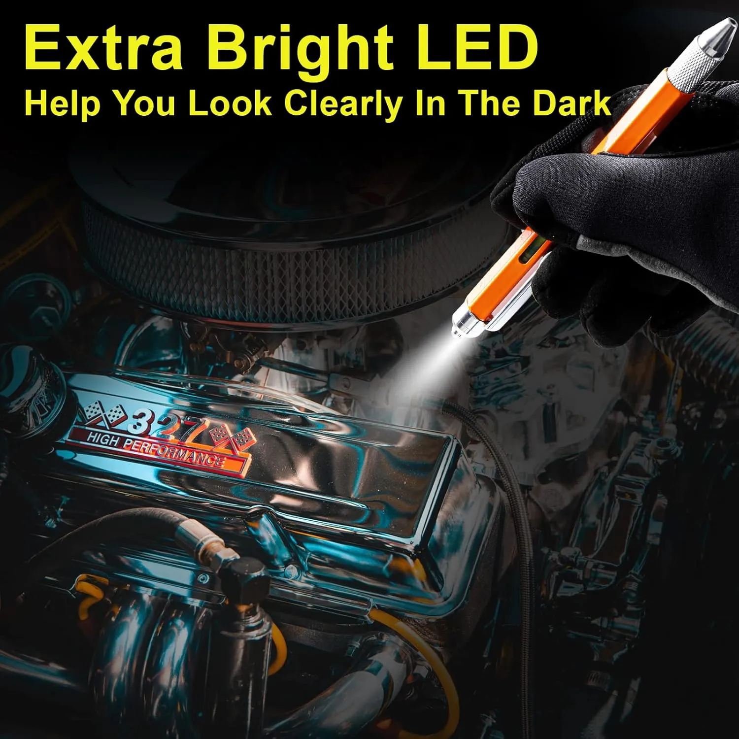 Fathers Day Dad Gifts for Dad Husband, 9 in 1 Multitool Pen Set with LED, Stylus, Level, Screwdriver, Fathers Day Gift from Daughter Wife Son, Gadgets for Men, Father, Orange,1 Pack