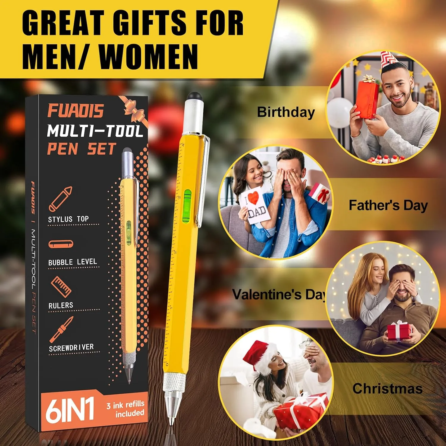 Fathers Day Dad Gifts from Daughter Son, Gifts for Dad Husband Grandpa Boyfriend, Stocking Stuffers for Adults, Multitool Pen