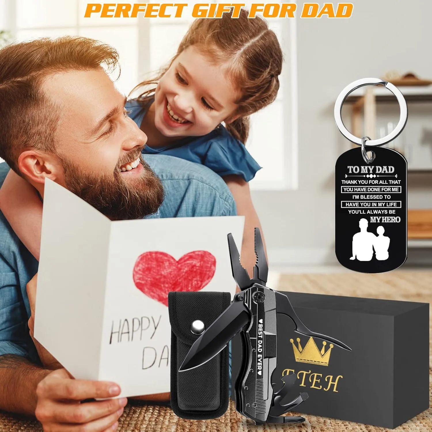 Fathers Day Dad Gifts from Daughter Son Kids Wife,Multitool Pocket Knife "BEST DAD EVER",Birthday Christmas Gifts for Dad,Unique Camping Hunting Cycling Gift Ideas for Dad