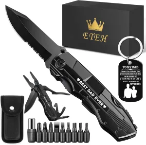 Fathers Day Dad Gifts from Daughter Son Kids Wife,Multitool Pocket Knife "BEST DAD EVER",Birthday Christmas Gifts for Dad,Unique Camping Hunting Cycling Gift Ideas for Dad
