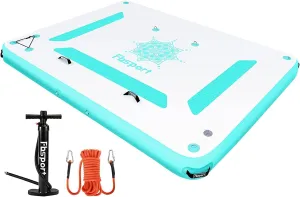 FBSPORT Inflatable Floating Dock, 8ft Inflatable Water Platform Swim Dock Mat with None-Slip Surface,6 Inch Thick PVC Construction,Floating Platform for Pool Beach Ocean