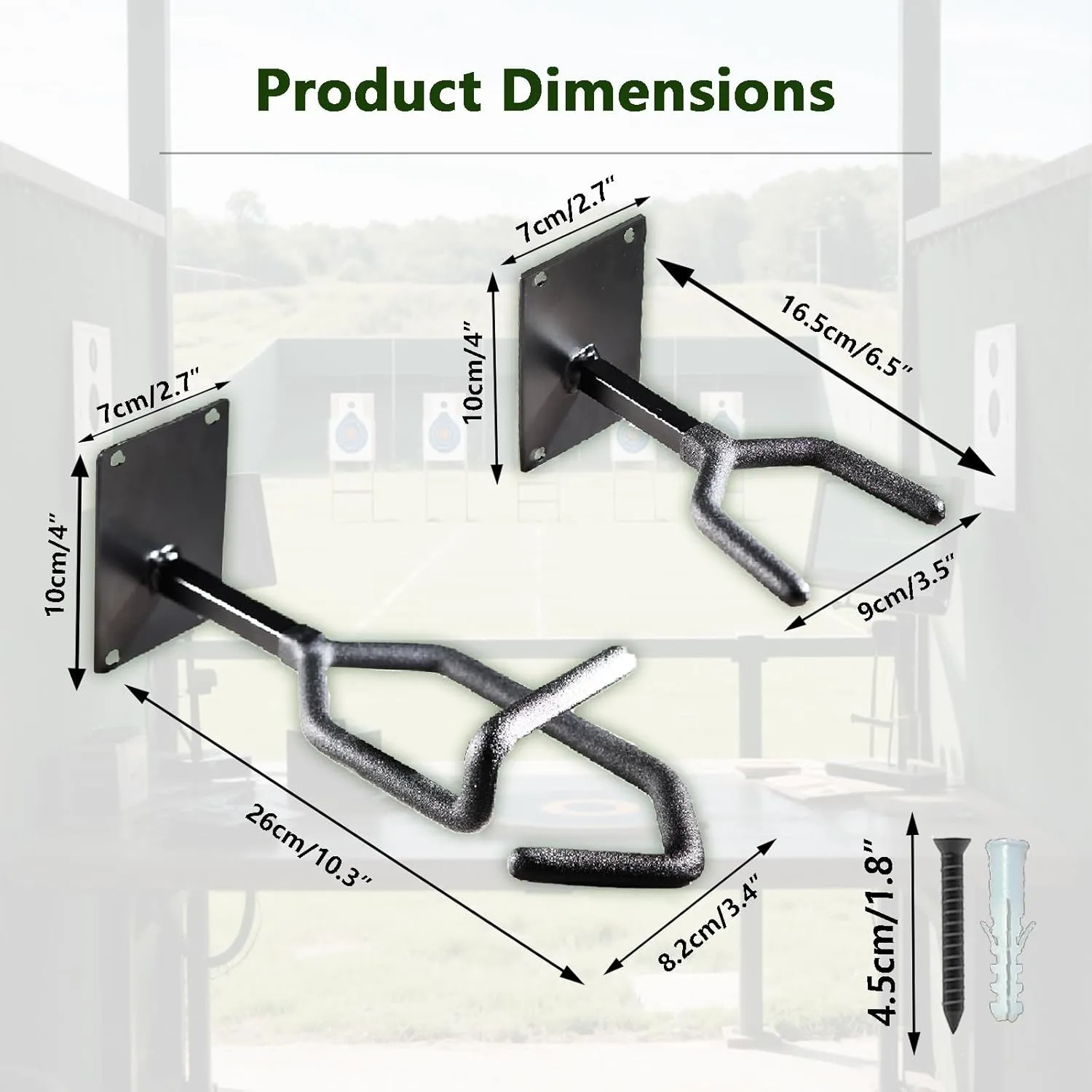 Gun Rack for Wall-Enhanced Gun Storage & Display, Secure Wall Mount Rifle Rack with PVC Rubber Hooks, Heavy Duty Carbon Steel with Spray & Dip Coating Finish (4 Sets)