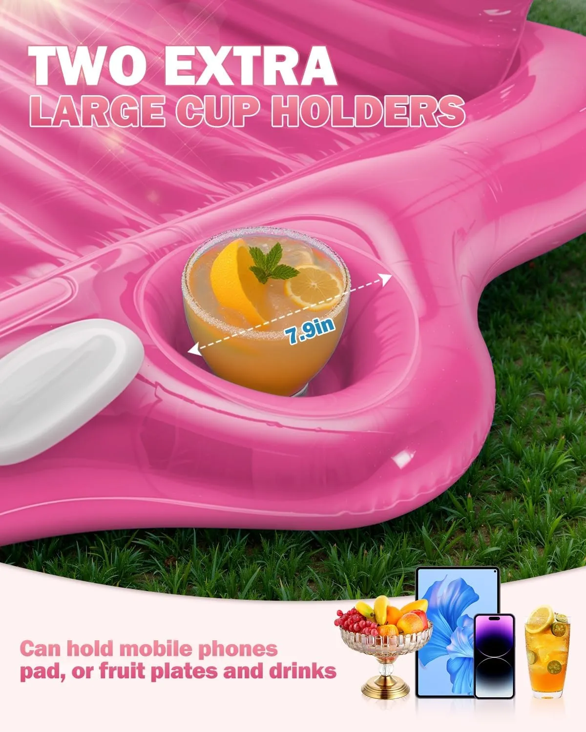 Inflatable Tanning Pool Lounger Float, 72" x 61"Pool Floats Adult with Automatic Spray Cooling, 5 in 1 Suntan Tub Raft Floatie, Sunbathing Bed Lounge for Pool Party Yard Tanning Summer Gift