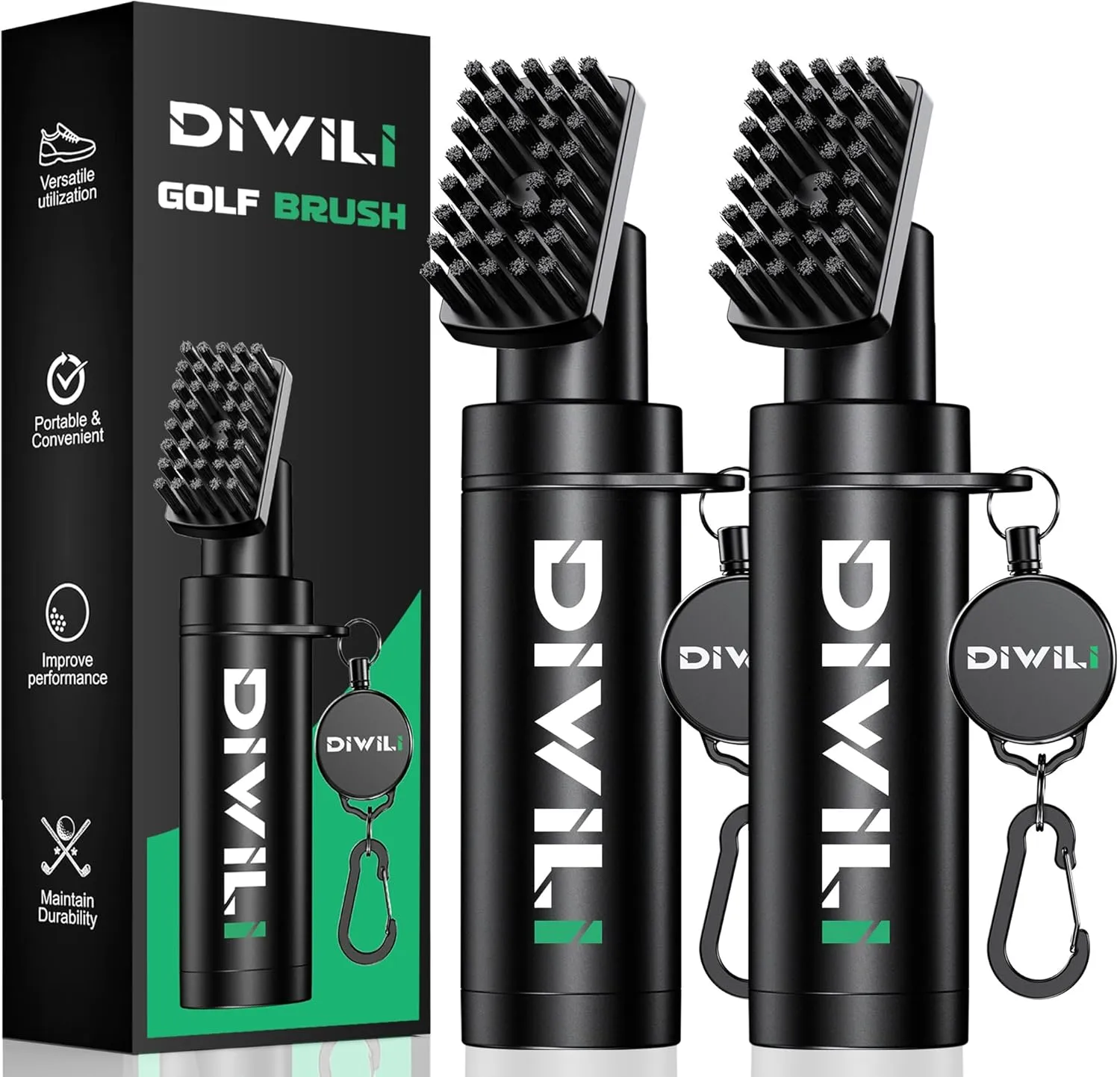Pro Golf Club Cleaner Brush Set with Retractable Clip and 5 Oz Press Water Bottle, Essential Golf Accessories for Men/Women - Best Golf Gifts - Golf Club Brush with Nylon Bristles