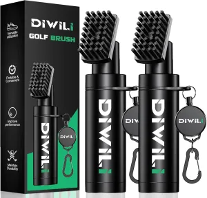 Pro Golf Club Cleaner Brush Set with Retractable Clip and 5 Oz Press Water Bottle, Essential Golf Accessories for Men/Women - Best Golf Gifts - Golf Club Brush with Nylon Bristles