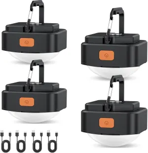Rechargeable Camping Lights FLY2SKY 4 Pcs Tent Lights Mini Flashlight Portable LED Camping Lantern Survival Gear Camping Accessories for Hiking Backpacking Fishing Hurricane Emergency Outage