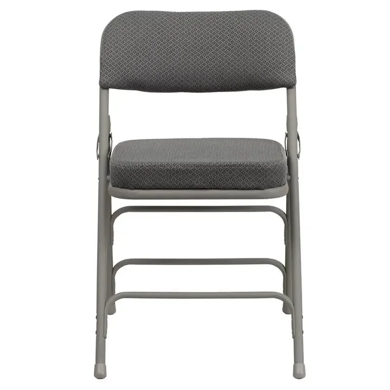 Rivera Metal Folding Chair,  Grey Fabric Seat/Back, 2.5'' Foam