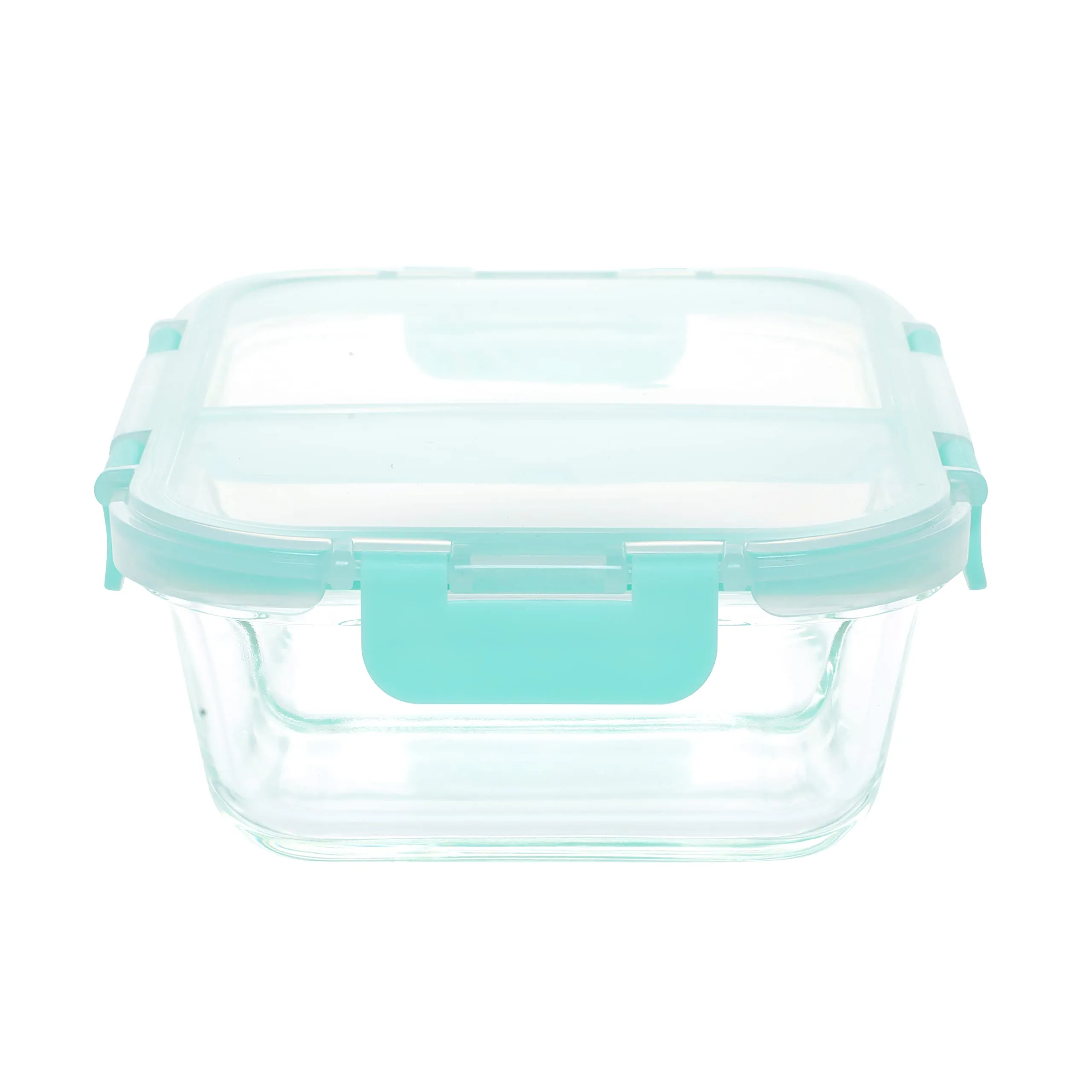 SIMPARTE Slim High Borosilicate Bakeware Safe Glass Small 2 Partition/Compartment Lunch Box, Food Storage Jars and Container, Snack, Lunch Box, Kitchen Storage Organizer 640 ML, Clear
