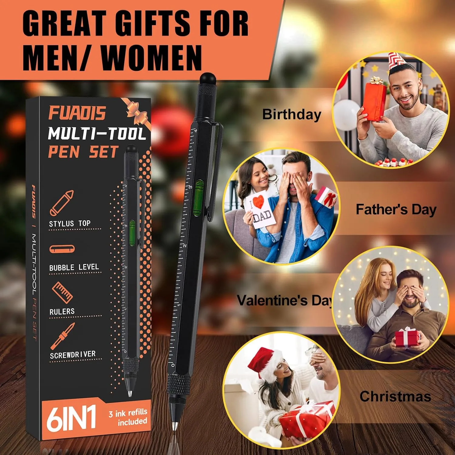 Stocking Stuffers for Adults Men, Gifts for Dad Husband Grandpa Boyfriend, Fathers Day Dad Gifts for husband, Multitool Pen