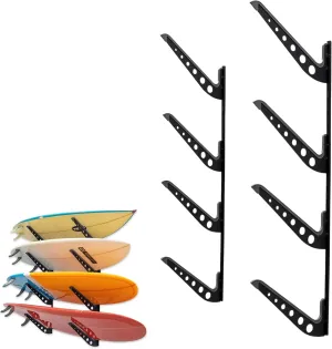 StoreYourBoard Adjustable Surfboard Storage Rack, 4 Board Wall Mount Display