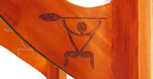 SUP Stand Up Paddle Wall Diplay Storage Rack Set Indoor Outdoor Racks Eco Teak Wood Hawaiian SUP Paddler Petroglyph Motif Fins Out or In Design