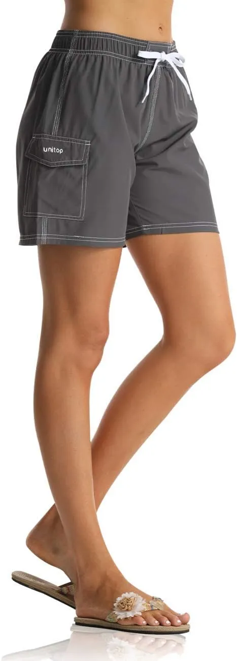 unitop Womens Bathing Boardshorts Swim Shorts Quick Dry with Lining