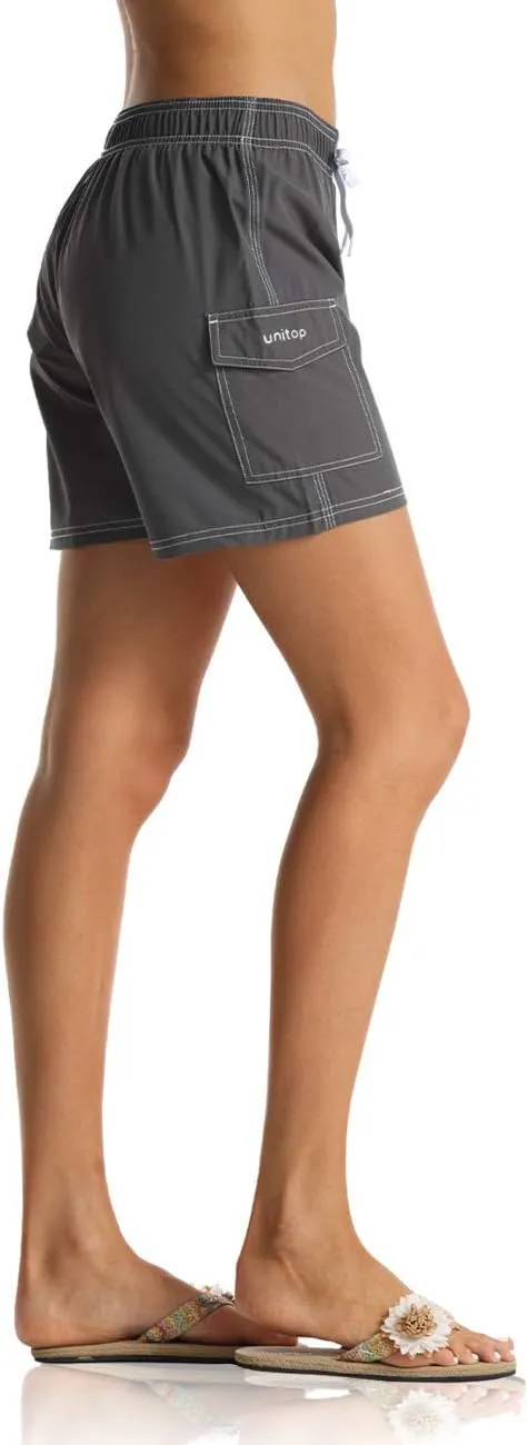 unitop Womens Bathing Boardshorts Swim Shorts Quick Dry with Lining